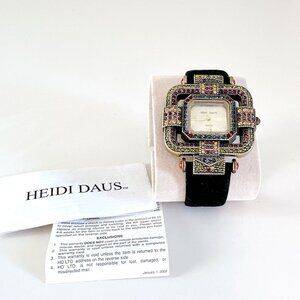 WOMENS HEIDI DAUS ART DECO WATCH BLACK BAND
